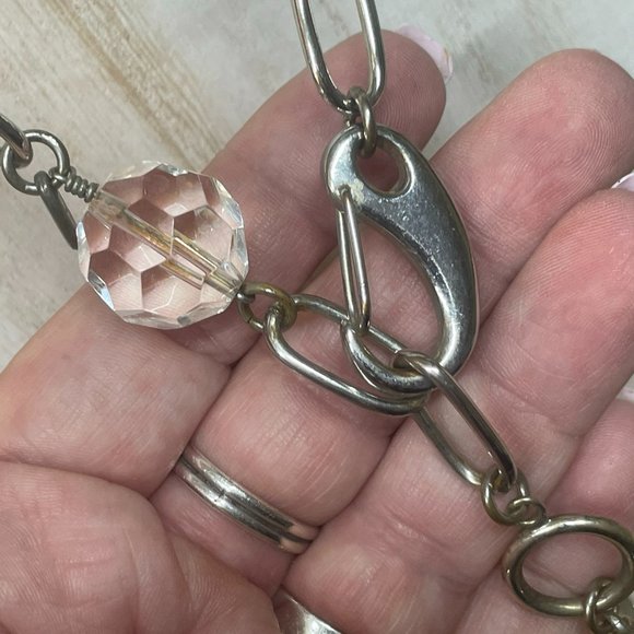 VINTAGE JEWEL KADE OVERSIZE LINK NECKLACE W/ HARVEY LEWIS BIG ENAMEL BUTTERFLY - Picture 5 of 13